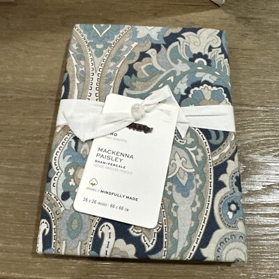 Pottery Barn Mackenna  Paisley Percale Pillow Sham Euro Blue-image