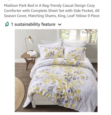 Madison Park Bed in A Bag-Trendy Casual Design Cozy Comforter King Yellow/Grey-image