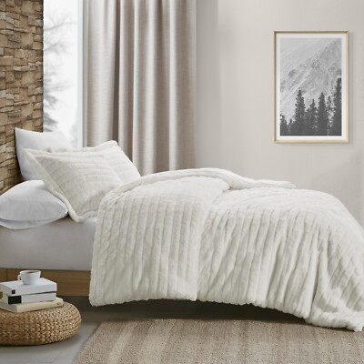 Madison Park Soft Plush Faux Fur Down Alternative Comforter Set Full Queen King-image