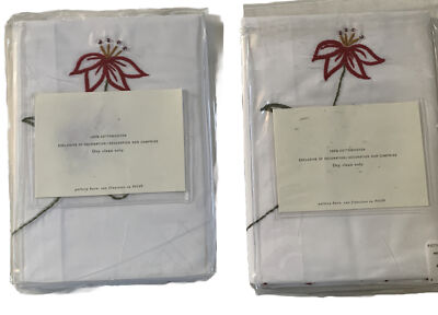 2 Pottery Barn Palisades Standard Pillow Sham Embroidered And Stitched Floral-image