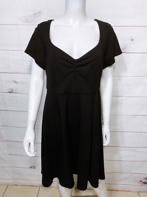 Torrid Womens Mini Studio Luxe Ponte Skater Dress Size 1 Black Short Sleeve-image