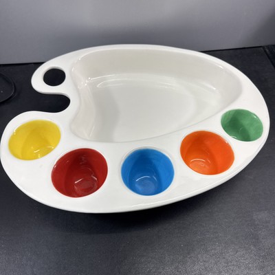 Artist Palette Ceramic Serving Tray Dish Dip Bowl Dish Blanc De Blanc Painters-image