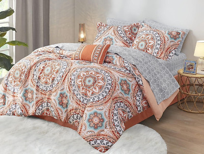Madison Park Nepal Medallion 6 Pc 1 Coverlet 2 Shams 3 Pillows Comforter Set-image