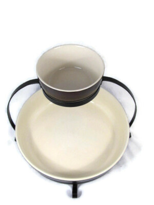 Parini 2 Tier Chip & Dip Serving Tray Set With Rack Brown/Cream-image