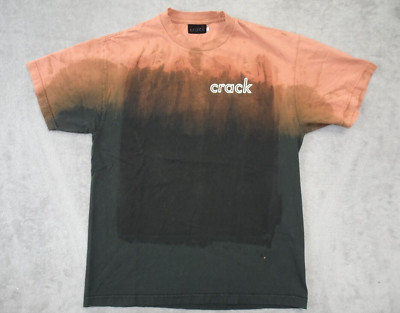 Crack Tie Dye Dipped T Shirt Trippy Large Orange Black-image