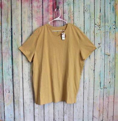 Men's Dip Slub Tee T-Shirt Short Sleeve V-Neck Organic Cotton XLT Tan NWT-image