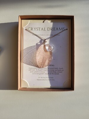 NIB Stone Circle Studio Crystal Dreams Quartz Leaf Sterling Silver Necklace-image