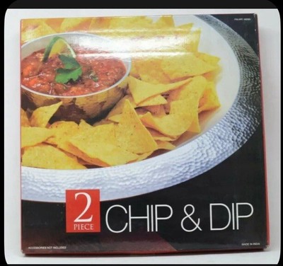 Large 2 Piece Handcrafted Hammered Aluminium Chip & Dip Serving Set-image