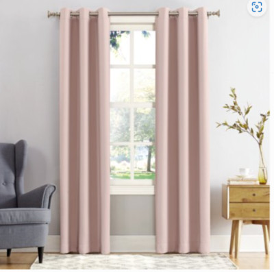 Sun Zero Nolan Blackout Grommet Single Curtain Panel 40 X 63 in Pink-image