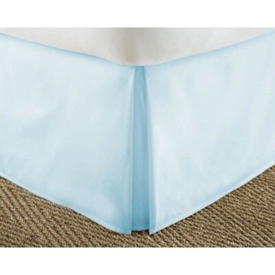 Queen bed skirt pleated aqua blue microfiber 60
