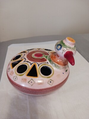 Rare Ludovic Salins France Art Studio Zoomorphic Flower Pique Pottery Vase  -image