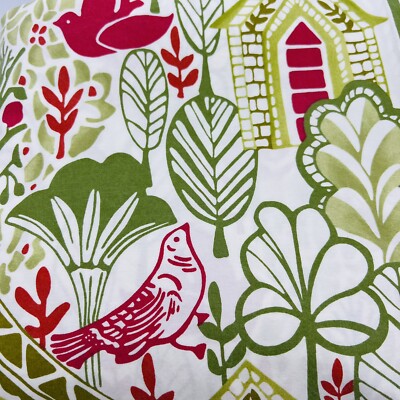 Pottery Barn Swedish House Birds Duvet Cover &4 Shams Green Pink Full Queen-image