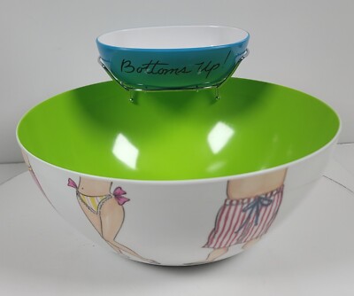 Melamine Large Chip Dip Serving Bowl ~ Bottoms Up ~ Beach-image