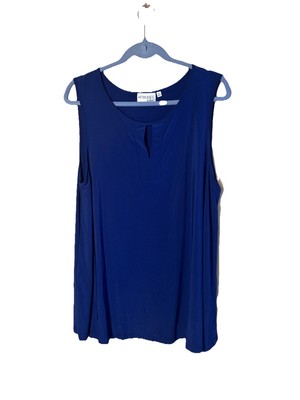 Attitudes by Renee Como Jersey Dip Hem Knit Tunic Tank XL BLUE-image