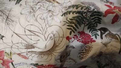 Pottery Barn Amaryllis Winter Birds Queen Duvet Cover Set-image