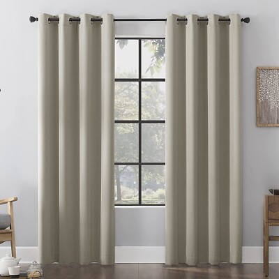 Clean Window Brushed Texture 2-Pk Anti-Dust Blackout Curtain  (100