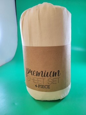 Ienjoy The Home Collection 4 PC Cal King Sheet Set-Cream color NEW-image