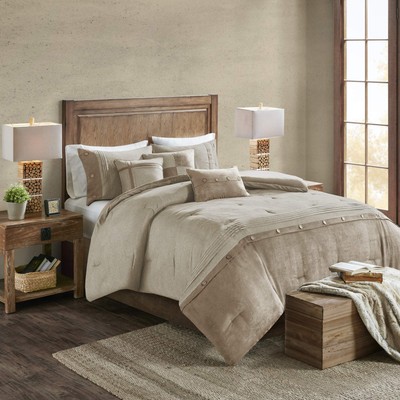 Boone Cozy Comforter Set, Faux Suede, Deluxe Hotel Styling All Season Down Al...-image