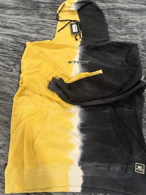 Dipped yellow black mens hoodie  Size XL-image