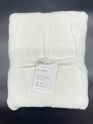 POTTERY BARN BELGIAN FLAX LINEN WAFFLE WEAVE FULL/QUEEN DUVET W/ 2 STANDARD SHAM-image