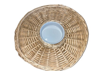 Chip n Dip Platter Wicker Woven with White Ceramic Bowl 16”-image