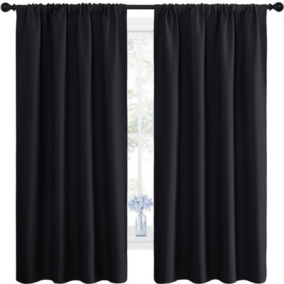 Halloween Black Blackout Curtain Blinds - Solid Thermal Insulated Window Trea...-image