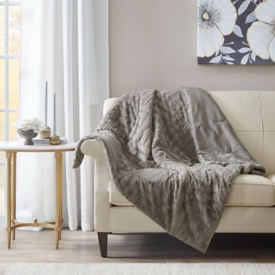 Madison Park  Faux-Fur Throw Blanket 50