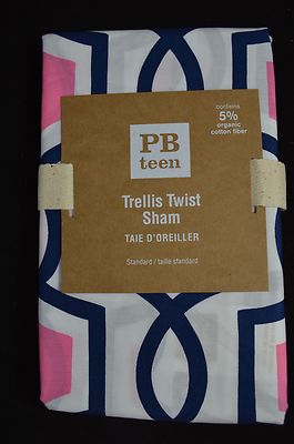 Pottery Barn Teen Trellis Twist Sham Standard navy pink #40B-image