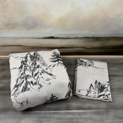 Pottery Barn Rustic Forest Duvet Cover King/Cal. King & 1 Standard Sham Tan Read-image