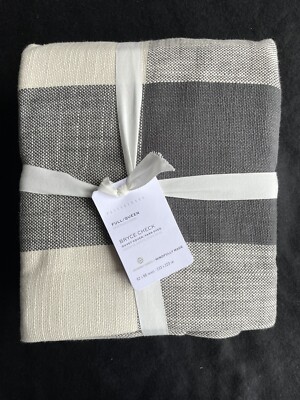 POTTERY BARN BRYCE CHECK FULL / QUEEN DUVET W/ 2 STANDARD SHAMS NEW W/ TAGS-image
