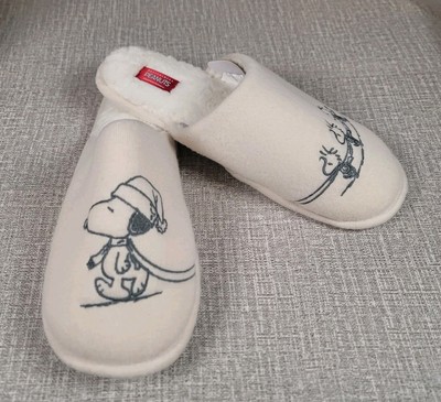 NEW Pottery Barn PEANUTS Ivory Unisex Slippers Size Large Comfy Slip Ons-image