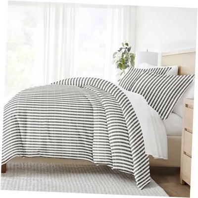  Duvet Cover King Size (Gray) - King/California King Rugged Stripes Gray-image