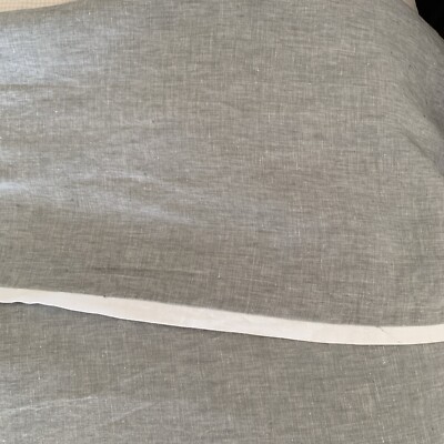 Pottery Barn Flagstone Gray Belgian Linen Contrast Flange Duvet King/ 1 std Sham-image