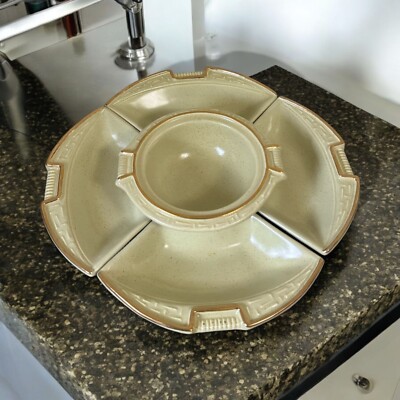 Vintage 5 Piece California USA A12 Lazy Susan Snack Chips Dip Serving Tray-image