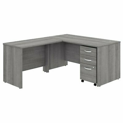 Studio C 60W L Shaped Desk with Mobile File Cabinet in Gray - Engineered Wood-image