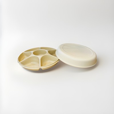 Vintage Tupperware Divided Serve Tray W/ Lid Cheese~Fruit ~Veggies~ Dip  #1665-3-image