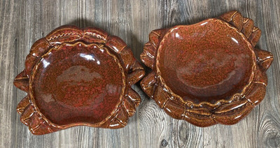 CRAB Shaped Plate Set of 2 Seafood Ceramic Handmade Serving Platter Beach Summer-image