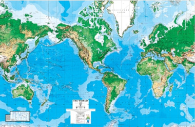 Pottery Barn Murel-World Wall Map-Never Used!-image