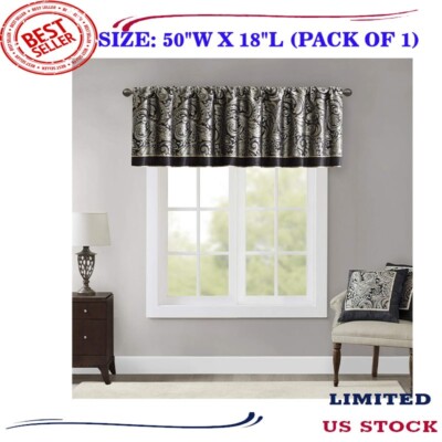 Madison Park Aubrey Jacquard Rod Pocket Valance , Classic Silk Paisley Valances-image