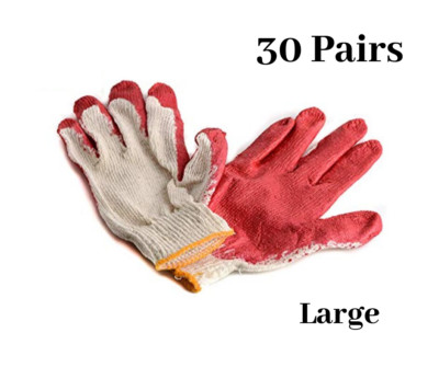 30 Pack - Large Latex Dipped Nitrile Coated Work Gloves | Disposable Heavy Duty-image