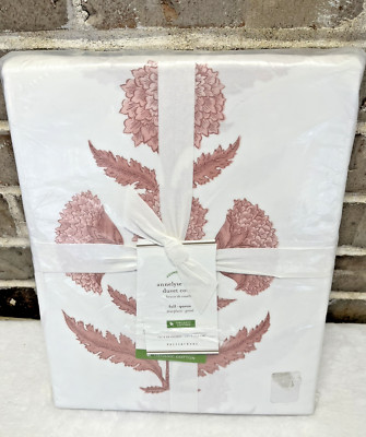 Pottery Barn Annelyse Floral Duvet Cover Full QUEEN Size Annalyse Blush Pink NEW-image