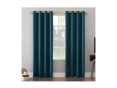 Oslo Theater Grade 100% Blackout Curtain, 52in X 95in Teal, Set of 2,  OPEN BOX-image