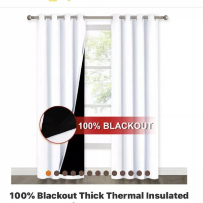 Pair Nicetown Blackout Energy-efficient Thermal Curtain Panels White 42” x 84