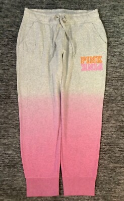 Victoria's Secret Pink Ombre Dip Dye Joggers Heather Gray Bubblegum Pink L XL-image