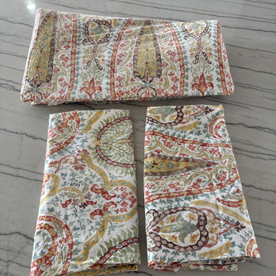 Pottery Barn Agatha Paisley Duvet Cover  Queen + 2 Euro Shams Florals Paisley-image