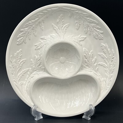 Bordallo Pinheiro LARGE White Artichoke Plate One Piece Chip Dip Bowl 11