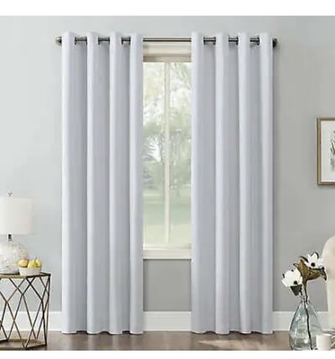 Pair Of Sun Zero 84-Inch Grommet Room Darkening Curtain Panels Dove White-image