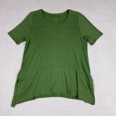 J. Jill Pima Dipped Hem Green Tunic Women's Top Size Petite Large PL-image