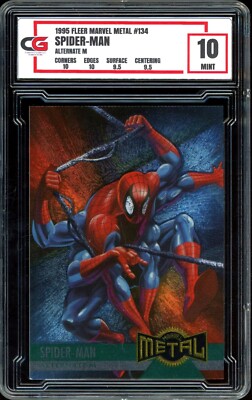 1995 Marvel Metal #134 ~ ALTERNATE M ~ Spider-Man ~ GRADED CG 10-image