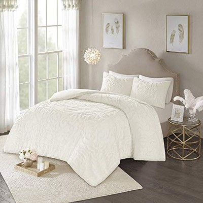 Laetitia 100% Cotton Duvet Set-Chenille Tufted Medallion Design All Season Co...-image